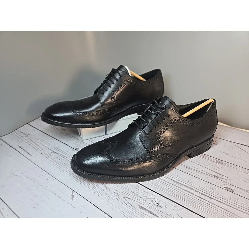 Cole Haan ME Wing Oxford Mens Black Leather Almond Toe Dress Shoes Sz 10.5